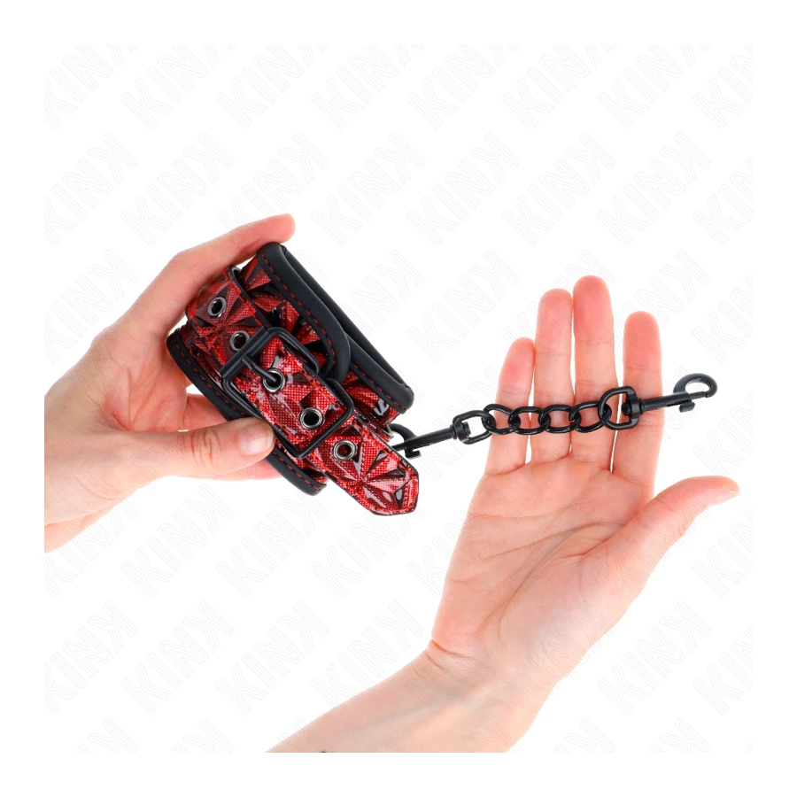 KINK - APPUI-POIGNETS MOTIF DIAMANT ROUGE FONCÉ RÉGLABLE 17-26 CM X 5,5 CM